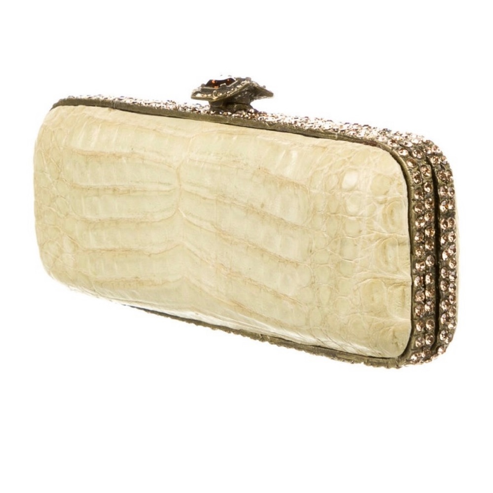 Clara Kasavina Crystal Embellished Crocodile clutch RARE Designer